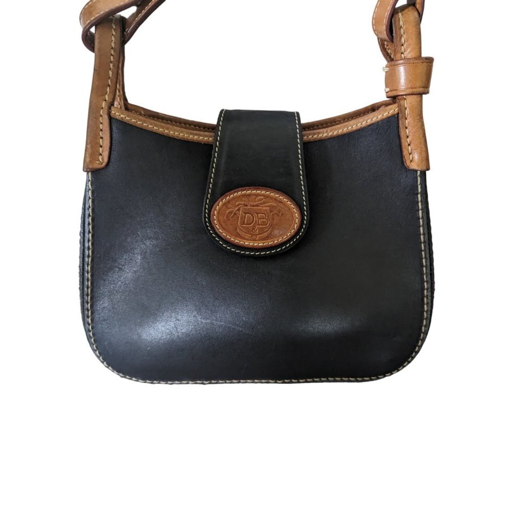 Vintage Dooney & Bourke Mini Hobo Purse Black And Tan Nice Condition